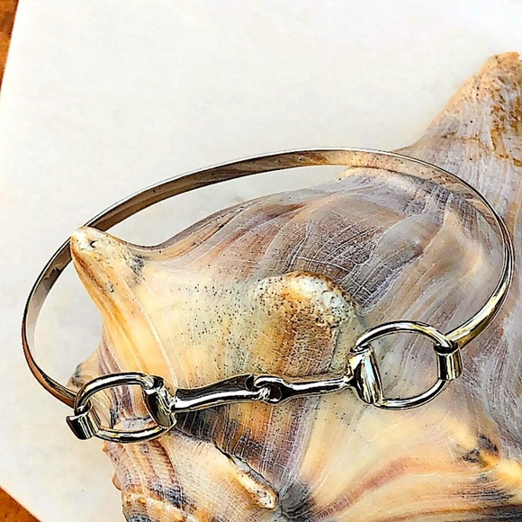 Sterling Silver HorseBit Bracelet Snaffle D Ring Bangle - Picture 9 of 11